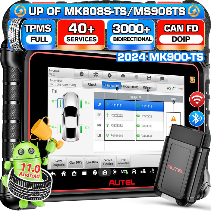 Autel Maxicom MK900TS丨Escáner de diagnóstico TPMS profesional丨Reaprendizaje/reemplazo/programación de sensores TPMS丨Sistema completo multimarca 40+ Servicio丨Multilingüe