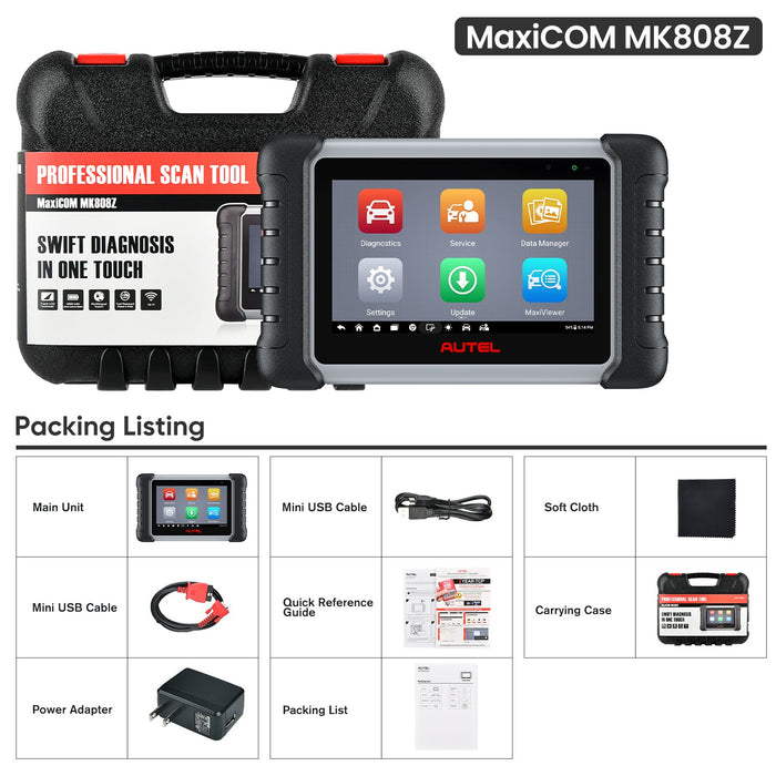 Autel MaxiCOM MK808Z Diagnosis Scanner/Bi-Directional Control/OE-Level All System/28+ Reset Service/Global version Multi-language