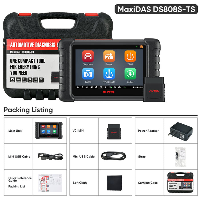 Autel MaxiDas DS808S-TS Herramienta de programación/reaprendizaje TPMS | Igual que MP808S-TS | Codificación ECU|Diagnóstico de todos los sistemas | Más de 30 servicios | Varios idiomas