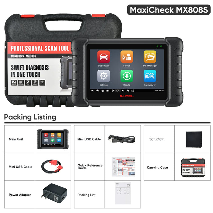 Autel MaxiCheck MX808S igual que MK808S/MK808Z | Control bidireccional | Diagnóstico de nivel OE | todos los sistemas 28+ Servicios de reinicio | Varios idiomas