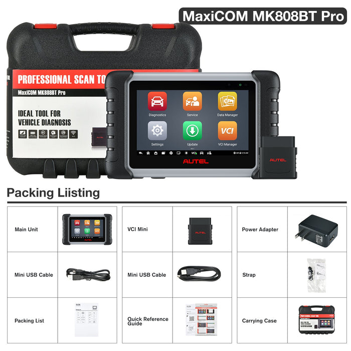 Autel MaxiCOM MK808BT Pro OBD2 Escáner de diagnóstico bluetooth | Control bidireccional| Todos los sistemas | 37+ Servicios | Varios idiomas