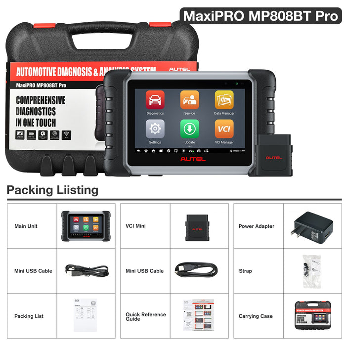 Autel MaxiPRO MP808BT Pro Escáner de diagnóstico | Codificación ECU | Control bidireccional | todos los sistemas de nivel OE | 37+ Servicios | Varios idiomas