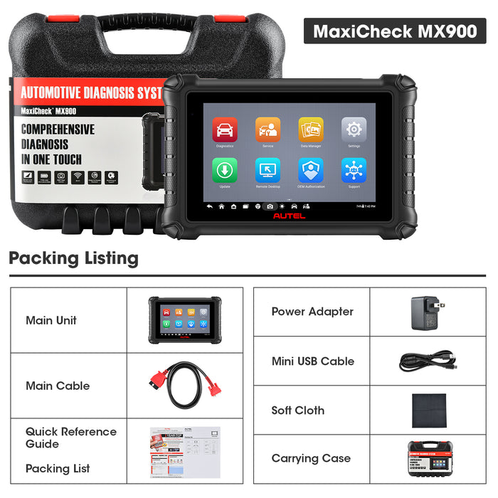 Autel MaxiCheck MX900 Diagnosis Scanner/Same as Maxicom MK900/Bi-Directional Control/OE-Level All System/40+ Reset Service/Upgraded version of MX808S/Multi-language