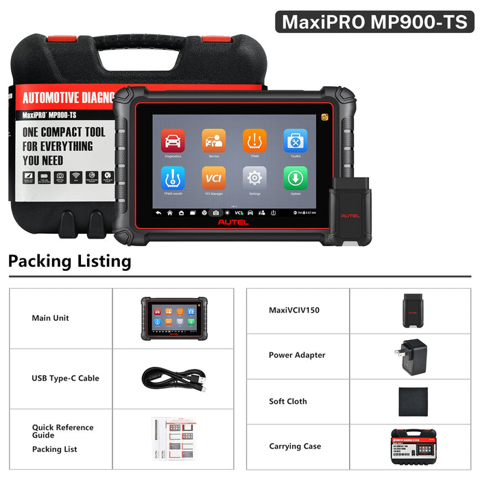 Autel Maxipro MP900TS TPMS Escáner 丨Android 11 TPMS Reaprendizaje/Reemplazo/Programación de sensores丨Codificación ECU丨Servicio de reinicio 40+丨Control bidireccional