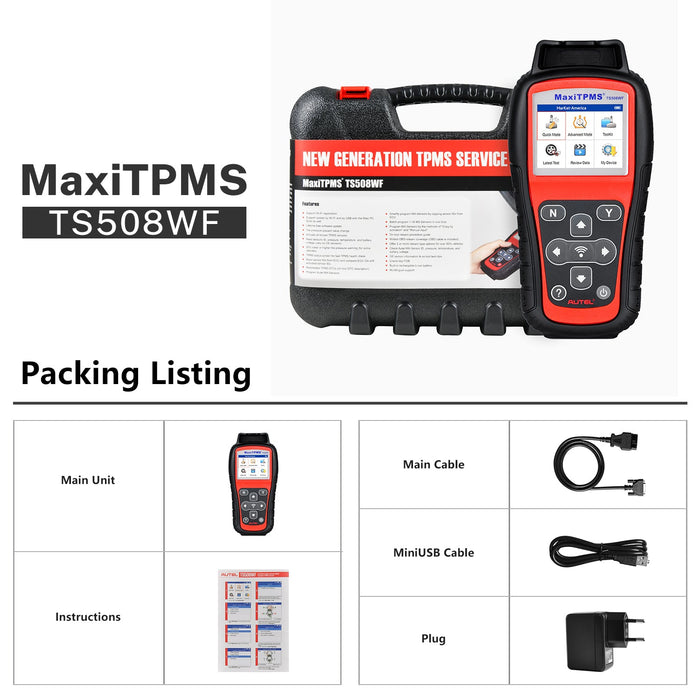 Autel MaxiTPMS TS508WF TPMS Wifi Herramienta de reaprendizaje | 4 formas de programar sensores MX | 3 formas de reaprender sensores OEM | Modo rápido/avanzado丨Versión mejorada de TS501/TS408