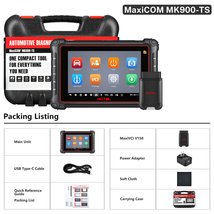 Autel Maxicom MK900TS丨Escáner de diagnóstico TPMS profesional丨Reaprendizaje/reemplazo/programación de sensores TPMS丨Sistema completo multimarca 40+ Servicio丨Multilingüe