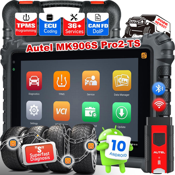 Autel MaxiCOM MK906S Pro2-TS | Herramienta de reaprendizaje/programador de TPMS | Codificación ECU avanzada | Control bidireccional | 36+ Servicios | Diagnóstico de todos los sistemas|Multilenguaje