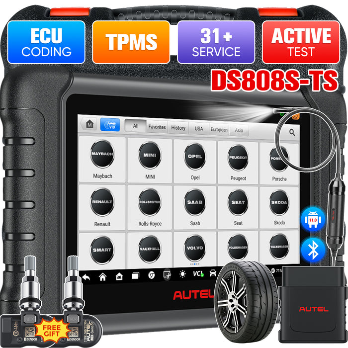 Autel MaxiDas DS808S-TS Herramienta de programación/reaprendizaje TPMS | Igual que MP808S-TS | Codificación ECU|Diagnóstico de todos los sistemas | Más de 30 servicios | Varios idiomas