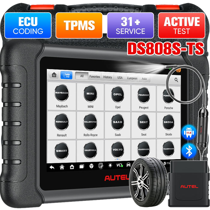 Autel MaxiDas DS808S-TS Herramienta de programación/reaprendizaje TPMS | Igual que MP808S-TS | Codificación ECU|Diagnóstico de todos los sistemas | Más de 30 servicios | Varios idiomas