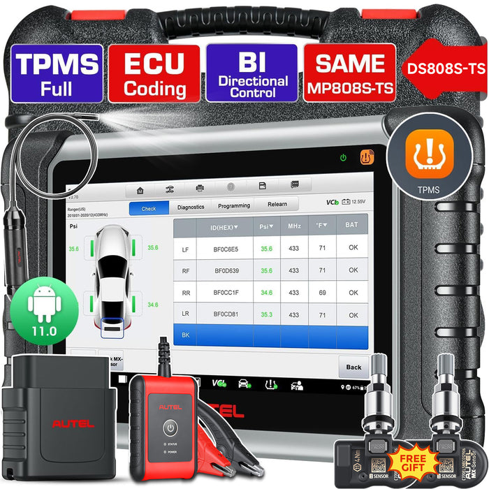 Autel MaxiDas DS808S-TS Herramienta de programación/reaprendizaje TPMS | Igual que MP808S-TS | Codificación ECU|Diagnóstico de todos los sistemas | Más de 30 servicios | Varios idiomas