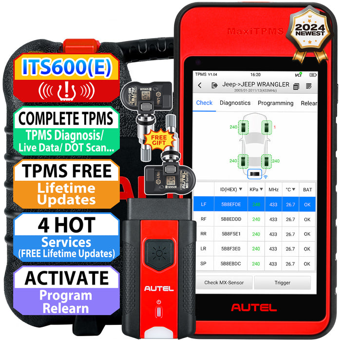 Autel MaxiTPMS ITS600E | TPMS Relearn/Programming Tool | Activate/Relearn All Sensors | 4 Reset Functions (Oil Reset, BMS, SAS, EPB) | Auto VIN (Free Update) | Multi-Language