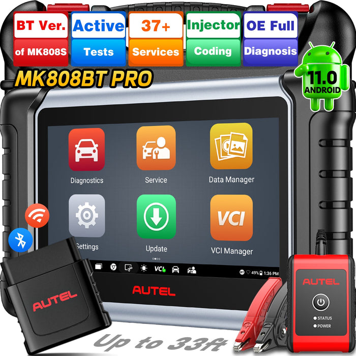 Autel MaxiCOM MK808BT Pro OBD2 Escáner de diagnóstico bluetooth | Control bidireccional| Todos los sistemas | 37+ Servicios | Varios idiomas