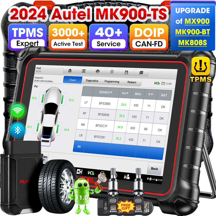 Autel Maxicom MK900TS丨Escáner de diagnóstico TPMS profesional丨Reaprendizaje/reemplazo/programación de sensores TPMS丨Sistema completo multimarca 40+ Servicio丨Multilingüe