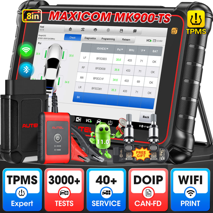 Autel Maxicom MK900TS丨Escáner de diagnóstico TPMS profesional丨Reaprendizaje/reemplazo/programación de sensores TPMS丨Sistema completo multimarca 40+ Servicio丨Multilingüe