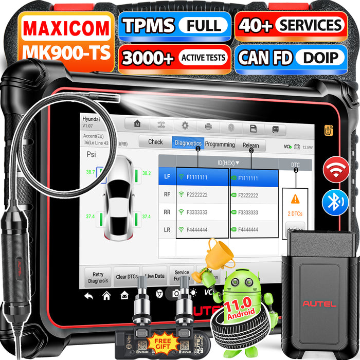 Autel Maxicom MK900TS丨Escáner de diagnóstico TPMS profesional丨Reaprendizaje/reemplazo/programación de sensores TPMS丨Sistema completo multimarca 40+ Servicio丨Multilingüe