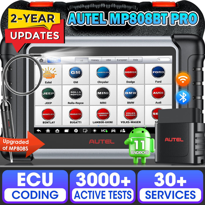 Autel MaxiPRO MP808BT Pro Escáner de diagnóstico | Codificación ECU | Control bidireccional | todos los sistemas de nivel OE | 37+ Servicios | Varios idiomas