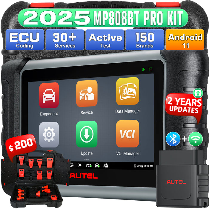 Autel MaxiPRO MP808BT Pro Kit (MP808BT Pro+ Adaptadores de caja) | Codificación de la ECU | Control bidireccional | Todos los sistemas | 37+ servicio | Multi-idioma