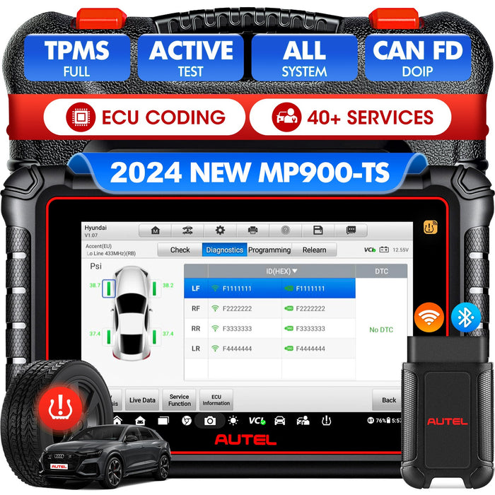 Autel Maxipro MP900TS TPMS Escáner 丨Android 11 TPMS Reaprendizaje/Reemplazo/Programación de sensores丨Codificación ECU丨Servicio de reinicio 40+丨Control bidireccional