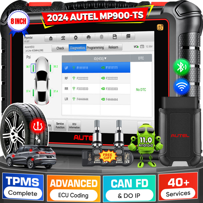 Autel Maxipro MP900TS TPMS Escáner 丨Android 11 TPMS Reaprendizaje/Reemplazo/Programación de sensores丨Codificación ECU丨Servicio de reinicio 40+丨Control bidireccional