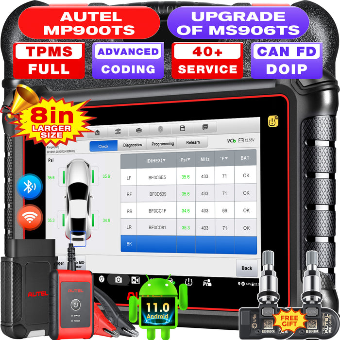 Autel Maxipro MP900TS TPMS Escáner 丨Android 11 TPMS Reaprendizaje/Reemplazo/Programación de sensores丨Codificación ECU丨Servicio de reinicio 40+丨Control bidireccional