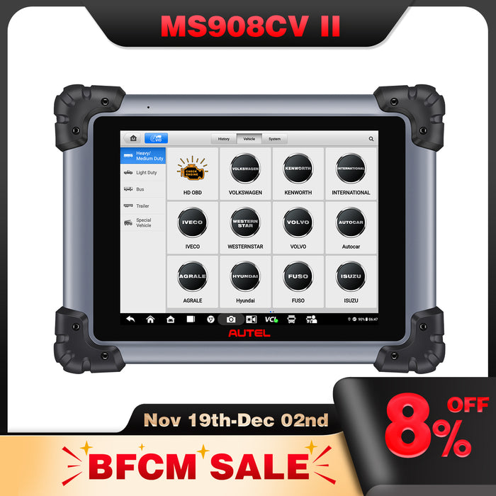 Autel MaxiSys MS908CV II丨Diagnosis Scanner For Heavy-duty Trucks and Commercial Vehicle /J2534 ECU Re-Programming & Coding/ 62+ services/OE-Level Full System /Global Version Multi-language