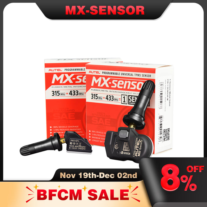 Autel MaxiTPMS MX-Sensor 2 in 1 433MHZ+315MHZ Press-in Programmed by Autel TPMS Tool TS501 Pro/TS508WF/808TS/900TS/906TS Metal and Rubber Optional