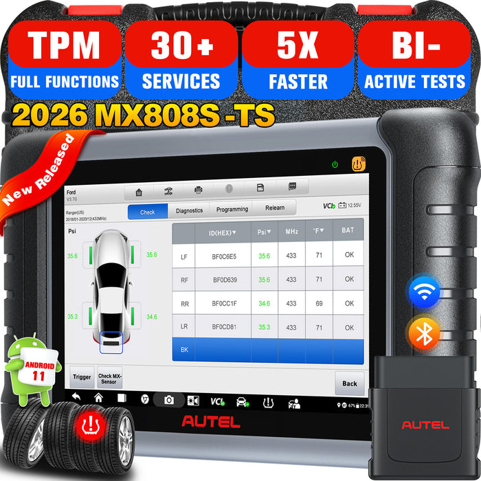Autel MaxiCheck MX808S-TS丨TPMS Diagnosis Scanner | MX-Sensor Programming | TPMS relearn/replace | OE-Level All Systems Diagnosis | 30+ Special Reset Services |Multi-Language