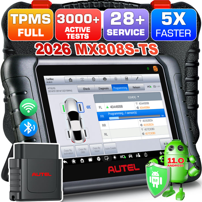 Autel MaxiCheck MX808S-TS | Programación completa del sensor TPMS | Igual que MK808S-TS | todos los sistemas a nivel OE | Más 30 servicios | Varios idiomas