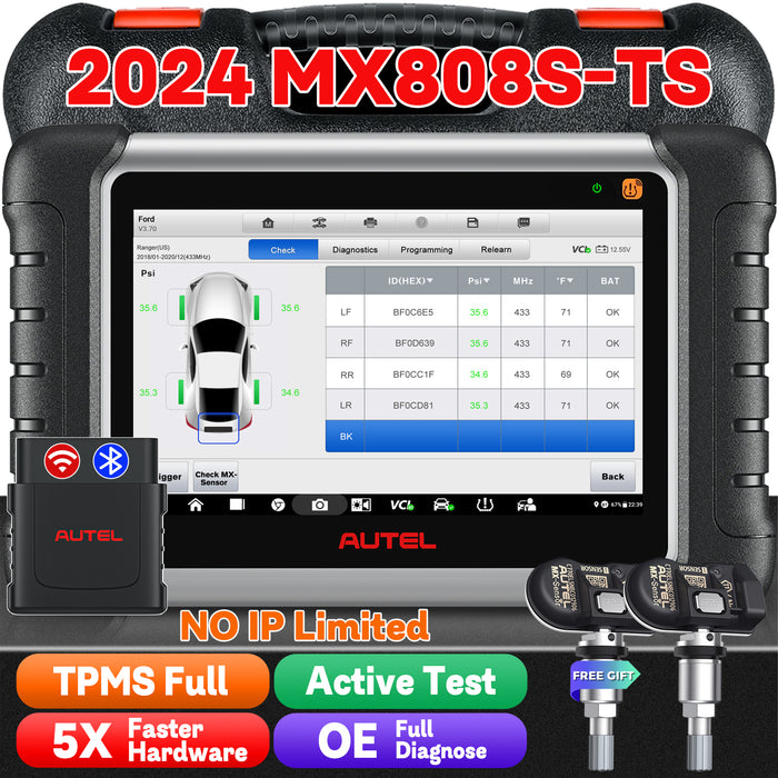 Autel MaxiCheck MX808S-TS/MK808S-TS TPMS Diagnosis Scanner | MX-Sensor Programming | TPMS relearn/replace | OE-Level All Systems Diagnosis | 30+ Special Reset Services |Multi-Language