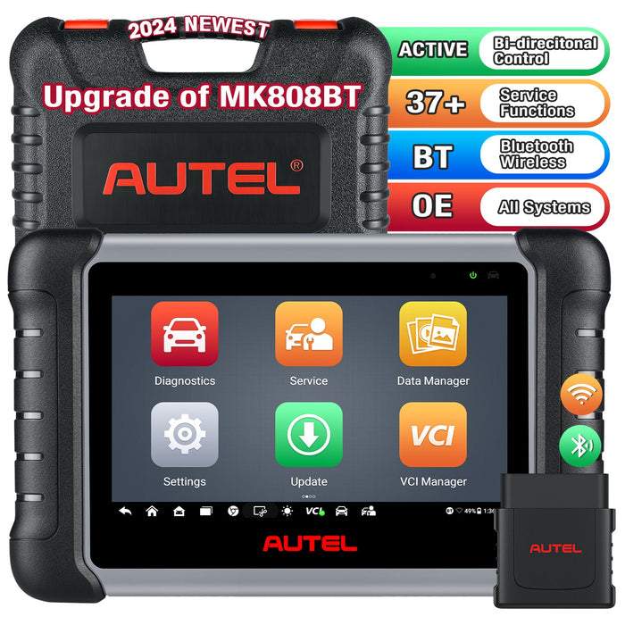 Autel MaxiCOM MK808BT Pro OBD2 Escáner de diagnóstico bluetooth | Control bidireccional| Todos los sistemas | 37+ Servicios | Varios idiomas