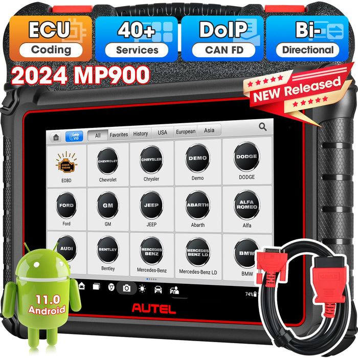 【2024 más nuevo】Autel Maxipro MP900 Escáner de diagnóstico丨Sistema completo multimarca Android 11丨Servicio 40+丨Codificación ECU丨Multilingüe