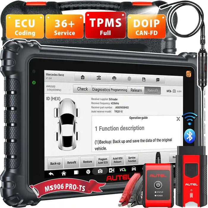 Autel MaxiSYS MS906 Pro-TS丨2-in-1 TPMS and Diagnosis Tool丨TPMS Sensor Relearn/Programmer丨ECU Coding丨Bi-Directional Control丨36+ Reset Service丨Multi-language