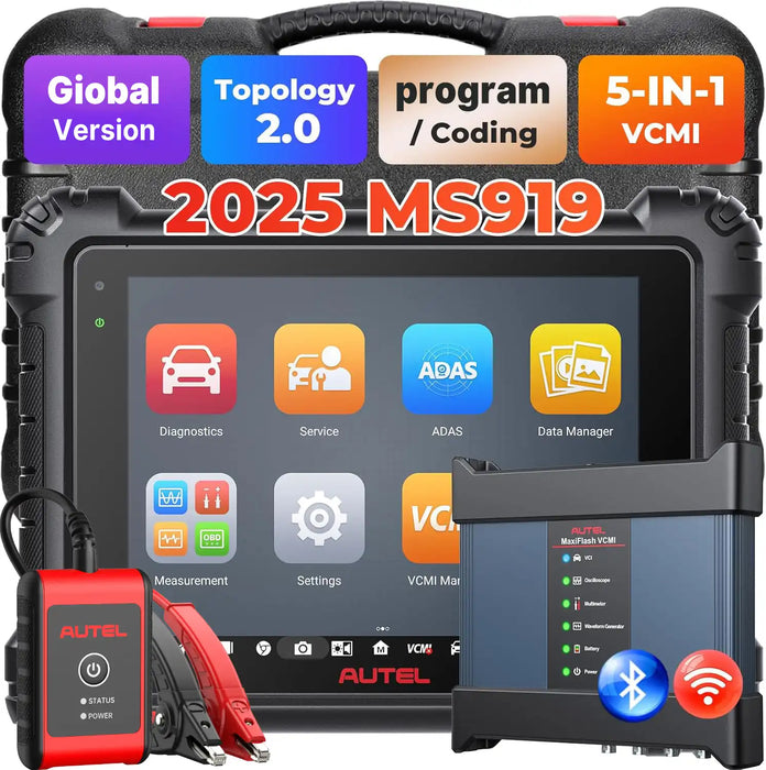Autel MaxiSys MS919 Top Level Diagnosis Scanner/J2534 ECU Programming/Coding/Topology Map 2.0/Bidirectional Control/40+Reset Service/Global Version Multi-language