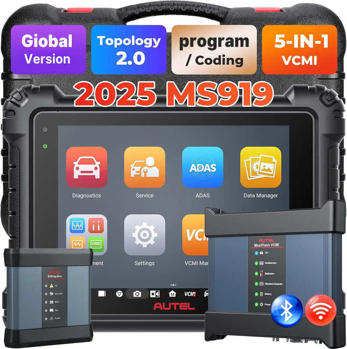 Autel MaxiSys MS919 Top Level Diagnosis Scanner/J2534 ECU Programming/Coding/Topology Map 2.0/Bidirectional Control/40+Reset Service/Global Version Multi-language