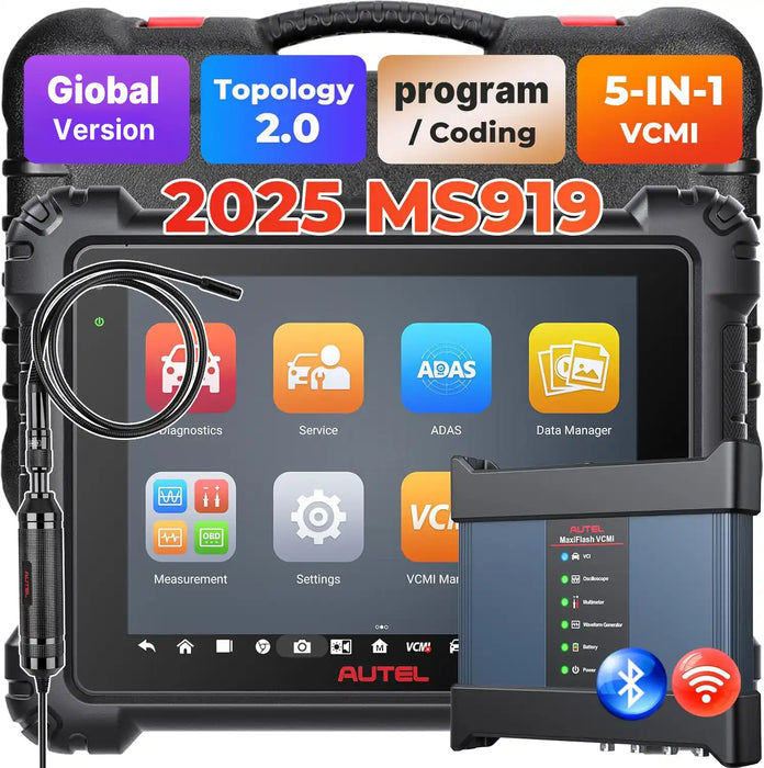 Autel MaxiSys MS919 Top Level Diagnosis Scanner/J2534 ECU Programming/Coding/Topology Map 2.0/Bidirectional Control/40+Reset Service/Global Version Multi-language