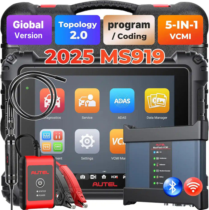 Autel MaxiSys MS919 Top Level Diagnosis Scanner/J2534 ECU Programming/Coding/Topology Map 2.0/Bidirectional Control/40+Reset Service/Global Version Multi-language